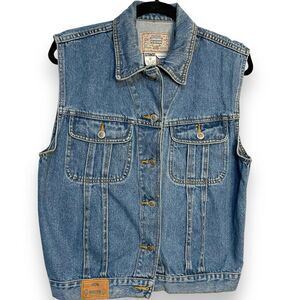 PS Gitano Jean Vest Womens Medium Blue Denim Vintage Casual Western Boho Pockets